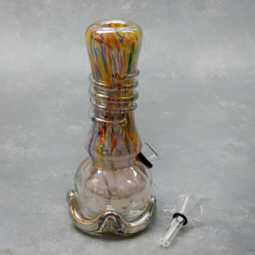 7" Pearlescent Color Streak Fancy Base Soft Glass Water Pipe w/Coil Wrap