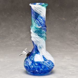 10" Ribbed Color Twist Glass Water Pipe w/Ice Catch and Slide