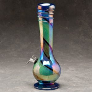 10" Glass Water Pipe Wavy and Ribbed w/Slide