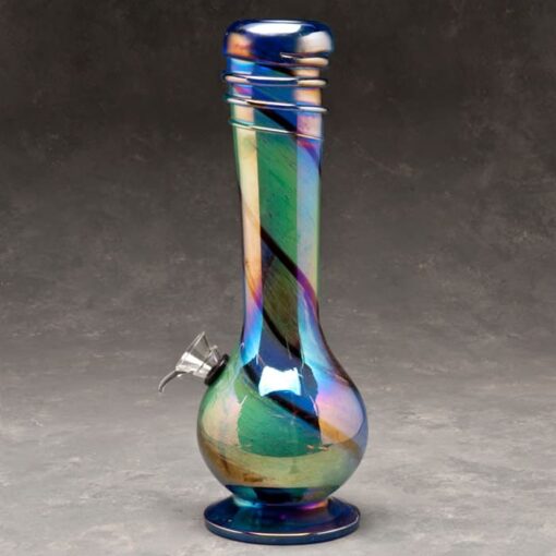 10" Glass Water Pipe Wavy and Ribbed w/Slide