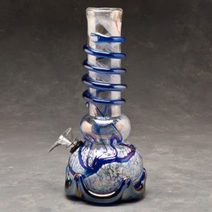 10" Glass Water Pipe w/Fancy Base, Coil and Chromametallic Finish