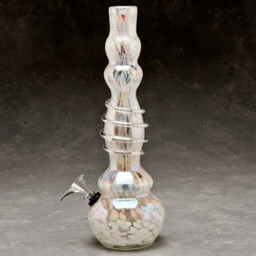 12" Curvy Glass Water Pipe w/Coil and Chromametallic Finish