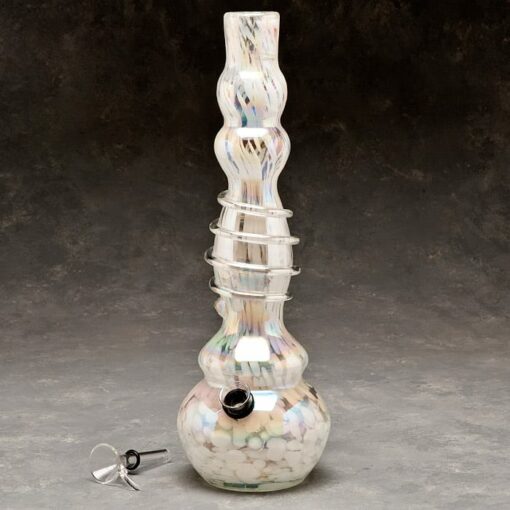 12" Curvy Glass Water Pipe w/Coil and Chromametallic Finish