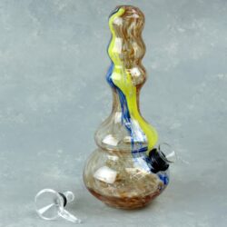 7" Contoured Color Swirl Glass Water Pipe w/slide