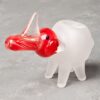 Frosted Rhino w/Colored Head Glass Hand Pipe