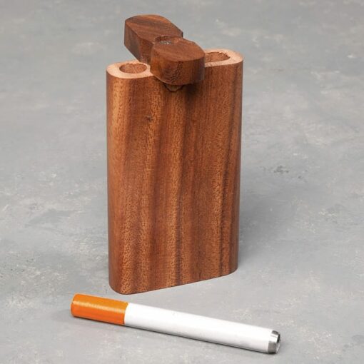 4" Wooden Dugout w/Rounded Edge and 3" Metal Cigarette One-Hitter