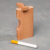 4" Light Wood Dugout w/Cutout and 3" Metal Cigarette One-Hitter