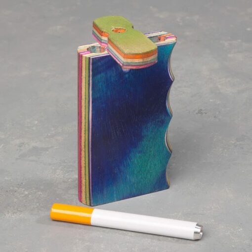 4" Gripped Dyed Layered Wood Dugout w/Cutout and 3" Metal Cigarette One-Hitter