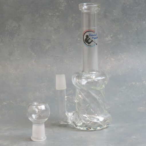 8" Twisted Clear Borosilicate Glass Water Pipe w/Male Joint