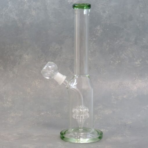 11" NarrowClear Twisted Glass Water Pipe w/Puck Perc, Base, and Male Joint