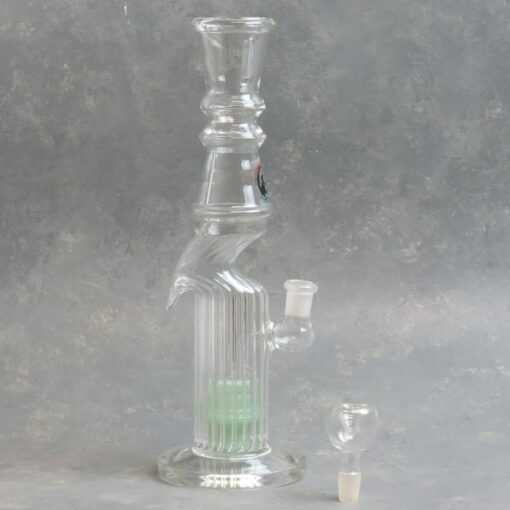 12" Zong Style Clear Fluted Borosilicate Glass Water Pipe w/Puck Perc