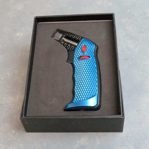 7" VictoryTorch Angled Open-Body Single-Torch Adjustable/Lockable Tabletop Lighter w/Diamond-Pattern Grip