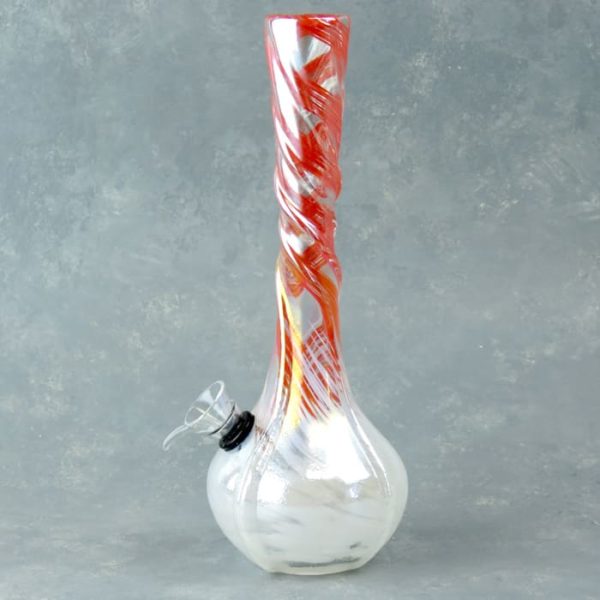 10" Narrow Glass Water Pipe w/Glass Accents and Chromametallic Finish