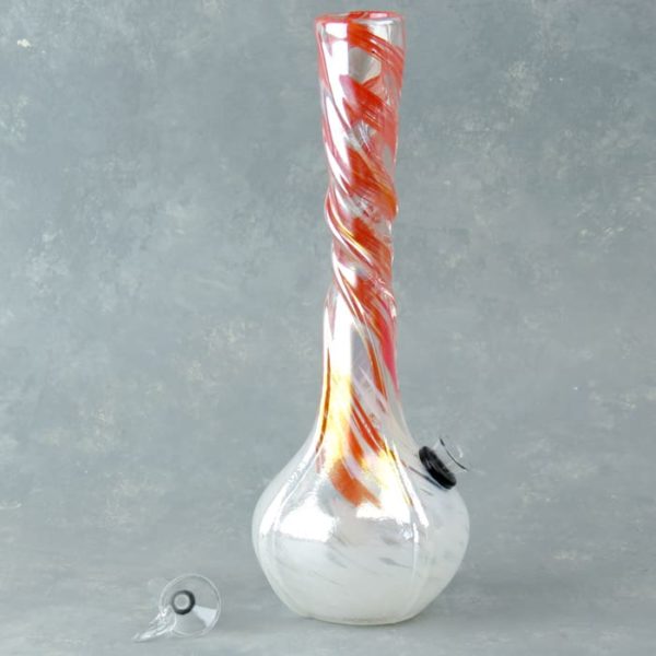 10" Narrow Glass Water Pipe w/Glass Accents and Chromametallic Finish