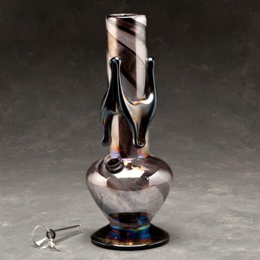 10" Accented Vase-Style Glass Water Pipe w/Chromametallic Finish