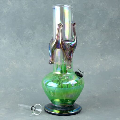 10" Accented Vase-Style Glass Water Pipe w/Chromametallic Finish