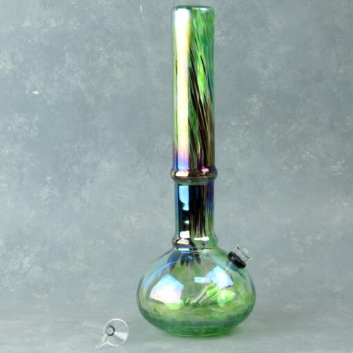 8" Color Streak Narrow Glass Water Pipe w/ Rings and Slide