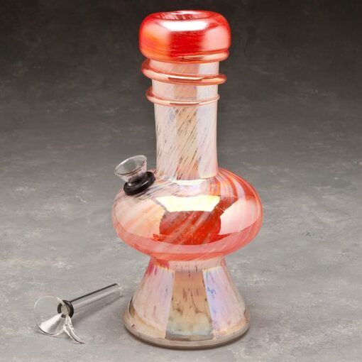 8" Bulged Glass Water Pipe w/Heavy Base and Thick Coil Mouthpiece
