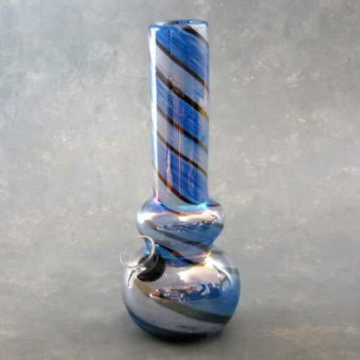 8" Color Stripe Twist Bubble Vase Soft Glass Water Pipe w/Chromametalic Finish