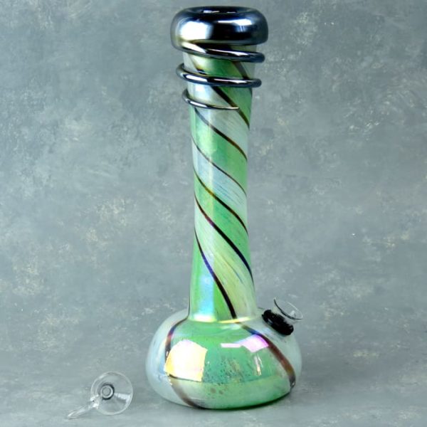 8" Color Twist Glass Water Pipe w/Thick Coil Mouthpiece and Chromametallic Finish