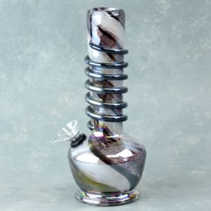 8" Color Twist Glass Water Pipe w/Coil, Slide and Chromametallic Finish
