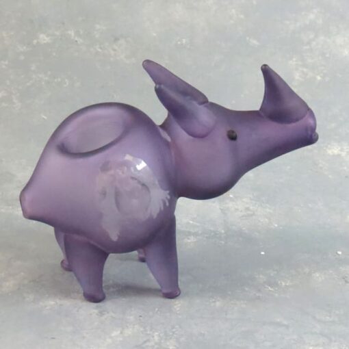 5" Frosted Rhino Glass Hand Pipe w/Image