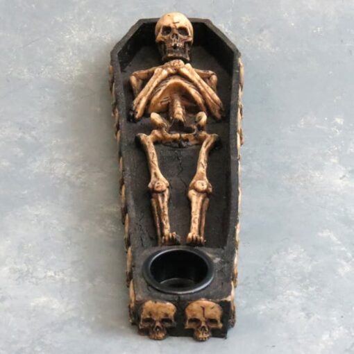 9" Skeleton Coffin Incense Burner