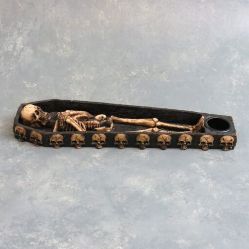 9" Skeleton Coffin Incense Burner