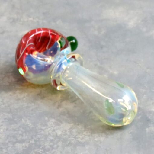 3.5" Assorted Latticino Spoon Glass Hand Pipes w/Ring