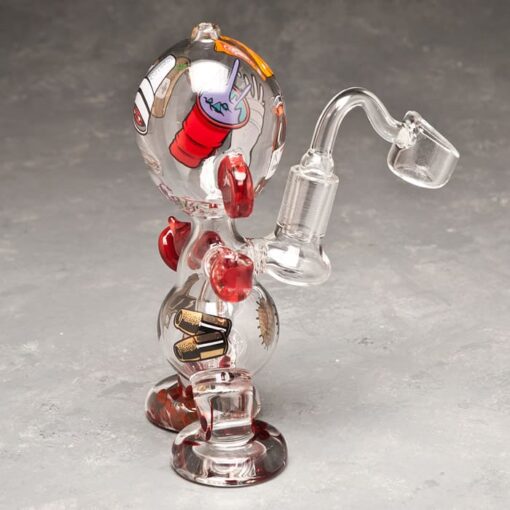 8" Clear 'Little Buddy' Glass Water Pipe w/Graphics
