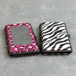 Two-Sided Metal Cigarette Case w/Mirror and Animal Print Graphics
