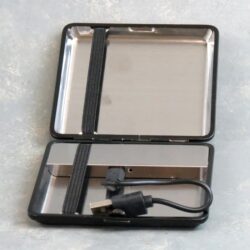 Two-Sided Metal Cigarette Case w/USB Rechargable Lighter and Graphics