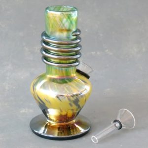 6" Disc Base Chromametallic Soft Glass Water Pipe w/Coil