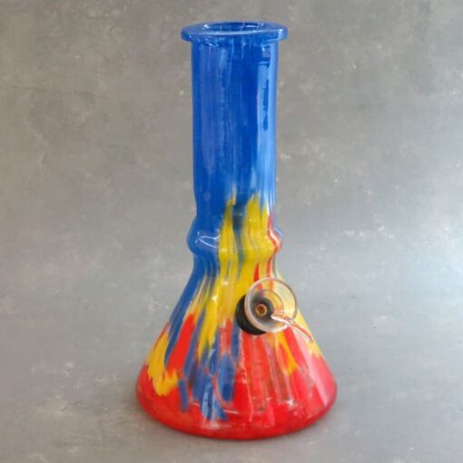 7.5" Color Meld Beaker Style Soft Glass Water Pipe w/Ice Catch