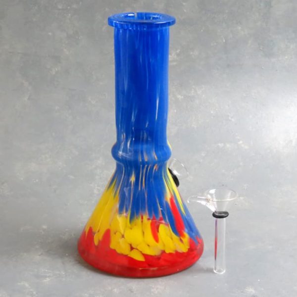 7.5" Color Meld Beaker Style Soft Glass Water Pipe w/Ice Catch