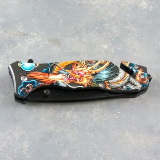3.25" Dragon Spring Assisted Knife w/Clip, Glass Breaker and Belt Cutter