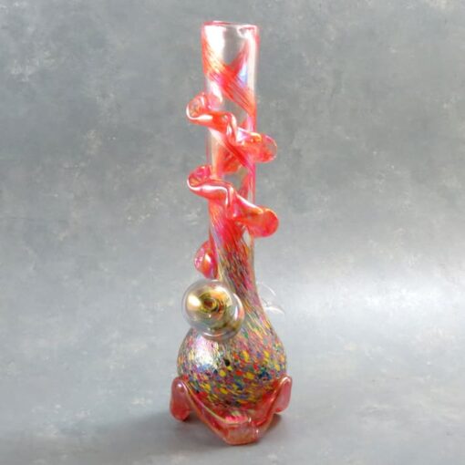 12" Chromametallic Multicolor Soft Glass Water Pipe w/Wrap, Fancy Base, and Marble