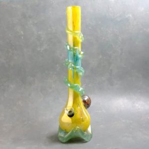 16" Color Streak Soft Glass Water Pipe w/Wrap, Fancy Base, and Marble