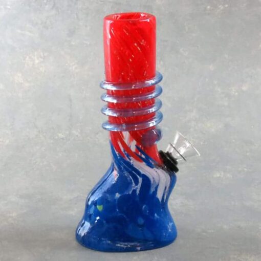 6" Horseshoe Style Color Twist Soft Glass Water Pipe w/Coil Wrap