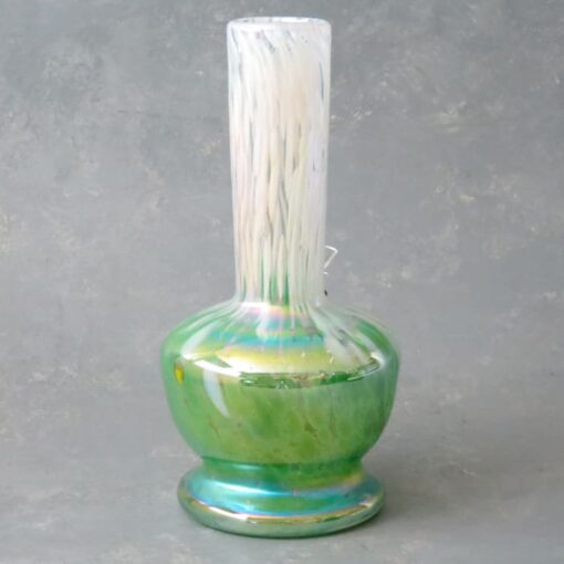 8" Vase Style Color Streak Soft Glass Water Pipe w/Chromametallic Finish