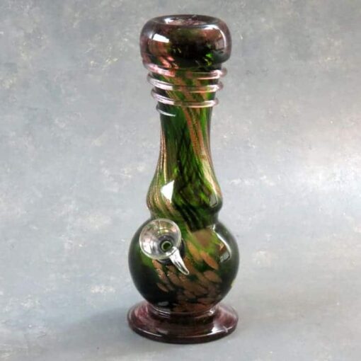 8" Dicro Color Swirl Vase Style Soft Glass Water Pipe w/Fat Coil Mouthpiece and Base