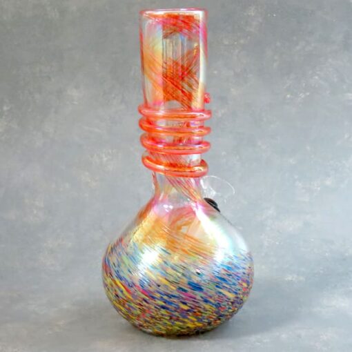 9" Chromametallic Multicolor Twist Vase Style Soft Glass Water Pipe w/Coil Wrap