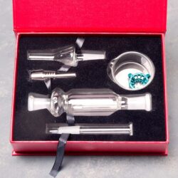 10mm 4" Dome Perc Nectar Collector Kit w/Titanium/Quartz Nails, Glass Bucket, and Clip