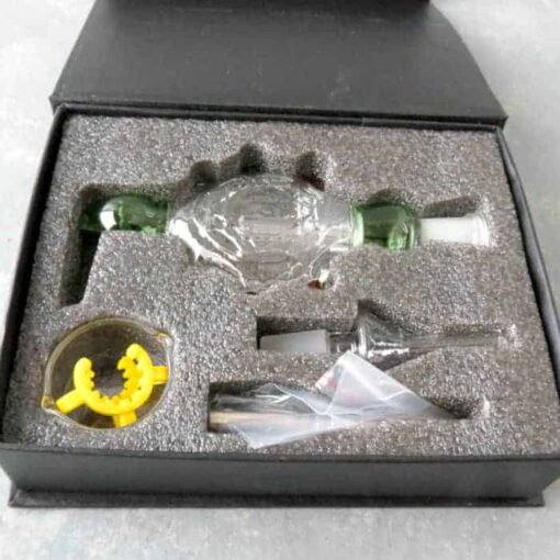 8" Dome Perc Nectar Collector Kit Wearable Pendant w/Titanium/Quartz Nails, Glass Bucket, and Clip