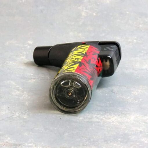 5" Techno Torch Refillable Single Slant Adjustable Jet Flame Lighters w/Leaf Designs