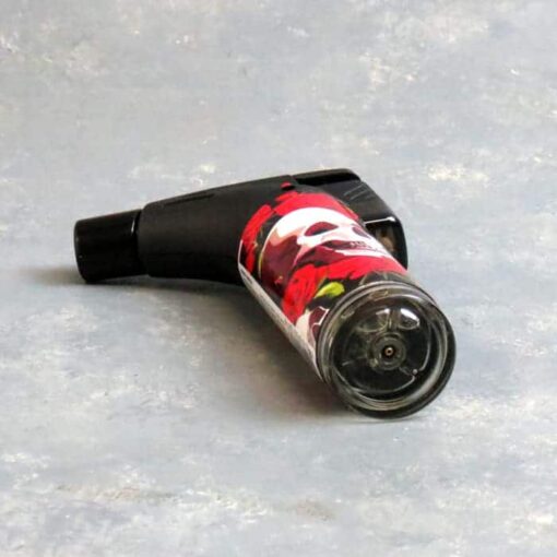 5" Techno Torch Refillable Single Slant Adjustable Jet Flame Lighters w/Skull & Flower Designs