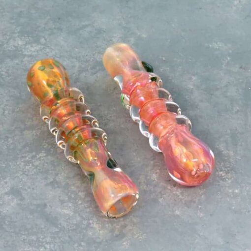 3.25" Fumed Inside Out Spots Glass Chillums w/Ribbing and Bump