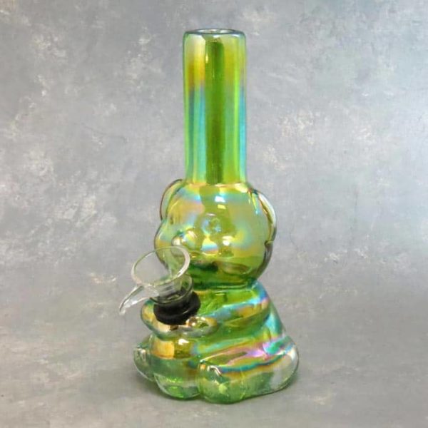 6" Chromametallic Bear Soft Glass Water Pipe w/Slide Bowl