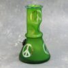 6" Frosted Peace Sign Beaker Style Soft Glass Water Pipe w/Ice Catch and Slide Bowl