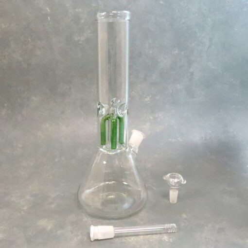 12" Beaker-Style Glass Water Pipe w/Tree Perc, Ice Catch, Diffused Downstem